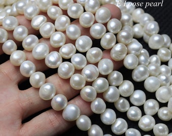 Baroque pearl 9.5-10.5mm Freshwater pearl leather large hole pearl wholesale Pebble pearl loose pearl beads White Full Strand PL3238