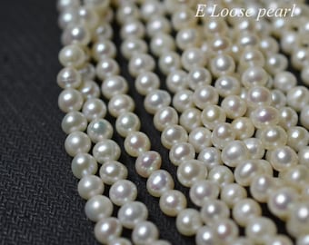 Potato pearl 5-5.5mm leather pearl Large hole pearl Freshwater Pearl Necklace pearl earrings bead White Loose pearls Full Strand PL2289