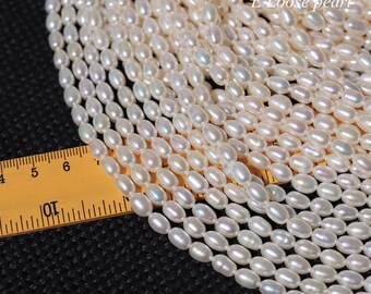 4mm 5mm Naturale Bianco Perla D'acqua Dolce Pietra Forma Di Riso - Foto 10