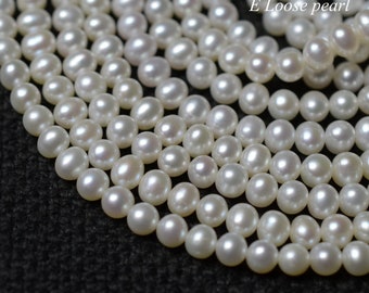 seed pearl Potato pearl 4.5-4.8mm Luster Freshwater pearl white loose pearl Round pearl necklace beads PL2518