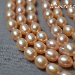 AAA Rice pearl 7.5-8.5mm X 9.3-10mm freshwater real pearls leather Large hole pearl loose pearl necklace beads wedding Full Strand PL6221