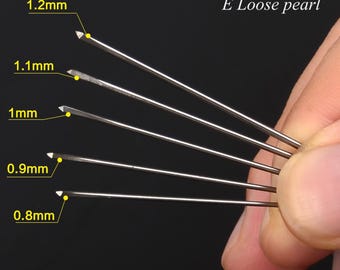 Jeu de mèches perlées - Aiguille en acier au tungstène pour grands trous de 0,6 mm à 3,5 mm - Parfait pour les bijoux DIY et l'artisanat