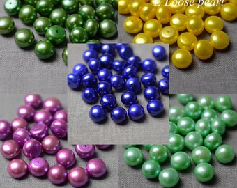 AAA Ear Studs bread pearl Button pearl 10.3-10.8mm Freshwater pearl stud earrings Wholesale loose pearl bead 2pcs purple