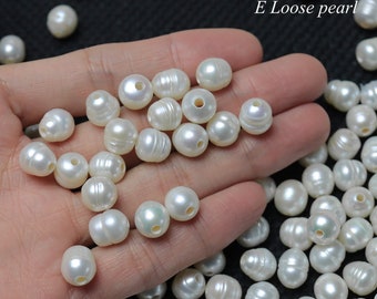 Special offer Rice pearl 9.5mm Freshwater pearl leather pearl large hole pearl loose pearl necklace beads 2.3mm Hole white PL7095