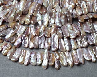 Biwa pearl 7.5-9.5mm Freshwater pearls wholesale pearl Loose pearls necklace beads natural Purple 46pcs Full Strand PL4531