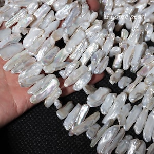 flakes biwa pearl pearl 7.5-9.5mm x 25-28mm Freshwater pearl wholesale pearl loose pearl beads Wedding PL4696