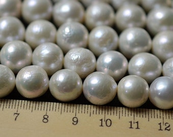 Nucleated Pearl 11.5-13.5mm luster Freshwater pearl Edison Pearl Round earring Loose pearl Edison pearl necklace white PL4261