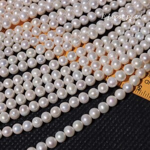 Round Potato pearl 7.5-8.3mm Freshwater pearl Large hole leather pearl wholesale loose pearl bead Natural White Full Strand PL2643