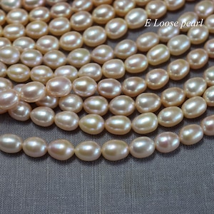 AAA Good luster Rice pearl 8.5-9.5mm X 10.5-11.5mm leather Large hole pearl freshwater pearl wholesale loose pearl necklace pink PL6214