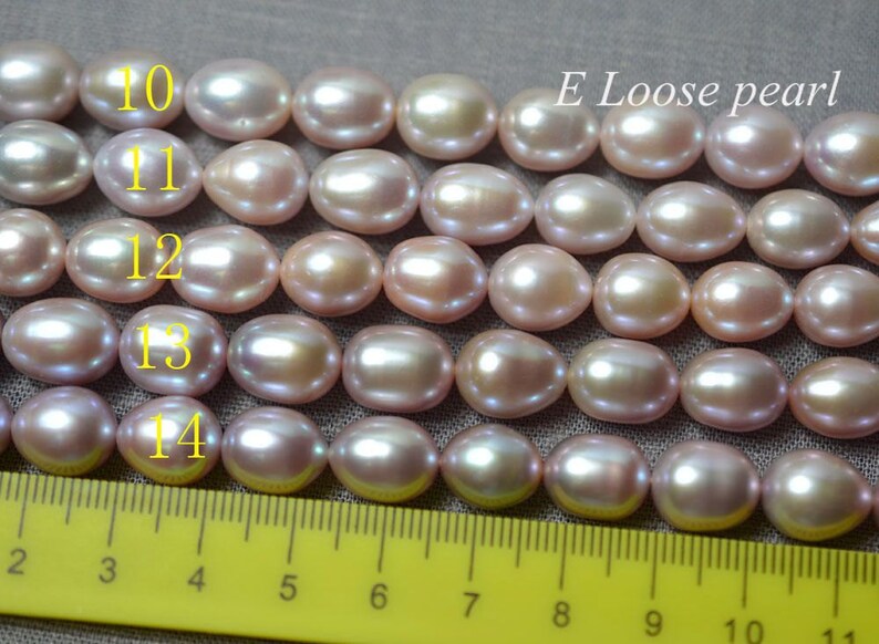 luster Rice pearl necklace Large hole pearl 9.5-10.5mm freshwater pearl leather pearl loose pearls Rice pearl earring pearl Pink PL6230
