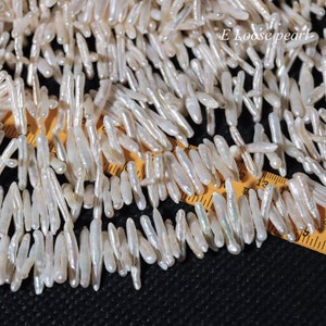 toothpick Pillar pearl 3.5-5mm X 20-30mm Freshwater pearl Biwa pearl loose pearl necklace beads Promotion Wedding PL4689