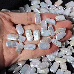 AAAA rectangle pearl 9.5-10mm x 17-18mm Freshwater pearl square necklace Pendant pearl earrings loose pearl beads No hole White PL7107