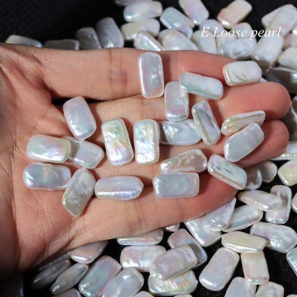 AAAA rectangle pearl 9.5-10mm x 17-18mm Freshwater pearl square necklace Pendant pearl earrings loose pearl beads No hole White PL7107
