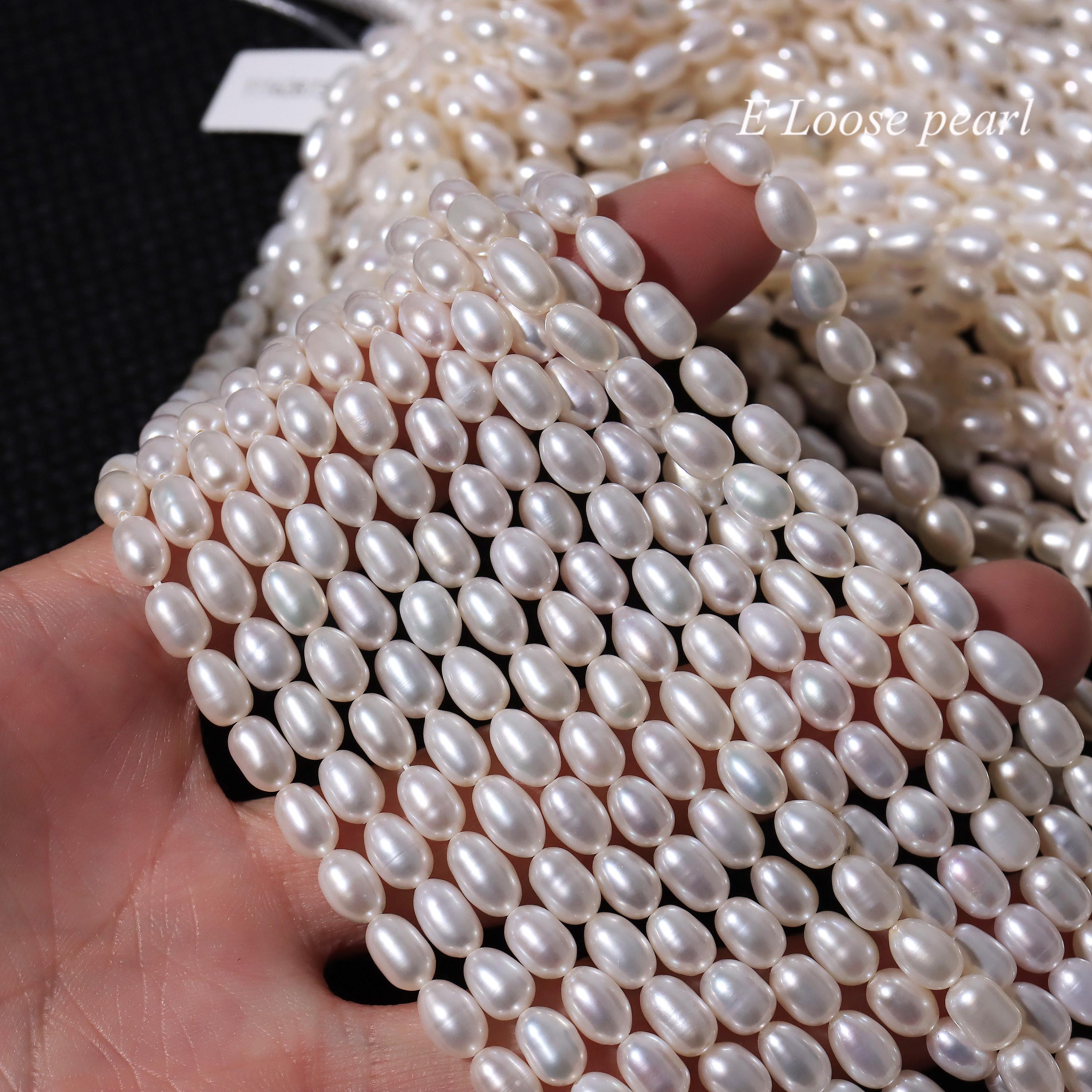 Perla Di Riso Bianca AA, Perle Ovali D'acqua Dolce Autentiche Da 7-8 Mm - Foto 14