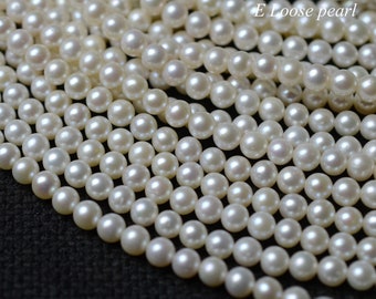 AAA nearly round pearl 5.5-6mm leather pearl Large hole pearl Freshwater pearl loose pearl necklace 69pcs Natural White Full Strand PL2519