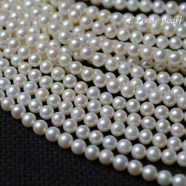 AAA nearly round pearl 5.5-6mm leather pearl Large hole pearl Freshwater pearl loose pearl necklace 69pcs Natural White Full Strand PL2519