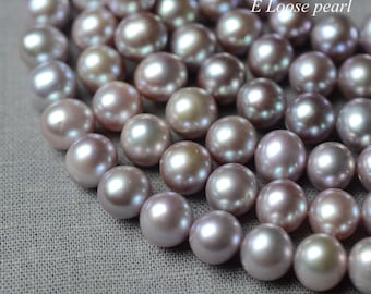 Potato pearl 8.5-9.2mm Large hole leather Freshwater pearls Round pearl loose pearls Necklace beads natural Light purple full Strand PL2530