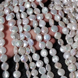 Coin pearl 11-12mm white natural colored light Freshwater pearl earrings loose pearl necklace Bridal design wedding PL4698