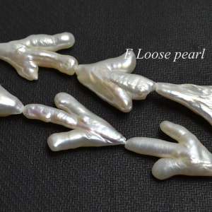 DIY 20-25mm chicken feet pearl necklace loose pearl necklace freshwater pearl necklace branch natural white earring 13pcs Full Strand LY3048