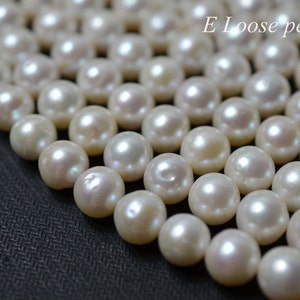 Round pearl 9.5-10.5mm Large hole pearl natural white Potato Freshwater pearl Necklace pearl earrings Loose pearl full Strand PL2262 image 3