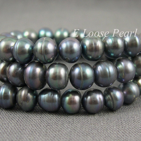 Freshwater Pearls Malachite green Button Potato pearl 8.0-8.5mm 14.9 inch strand  HOT DEAL Full Strand Item No : PL2046