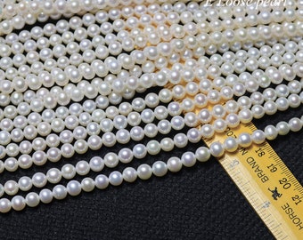 AA++ Round pearl 6.5-7.5mm Freshwater pearl leather pearl Large hole pearl Potato Loose pearl necklace beads Natural White PL2593