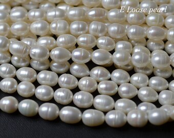 Rice pearl 10.5-11.5mm X 12-13.5mm freshwater pearl leather pearl Large hole wholesale loose pearl beads white 29pcs Full Strand PL6270