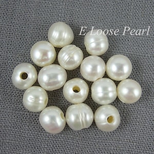 Round Potato pearl 7.0-7.5mm Freshwater pearl leather pearl Large hole pearl Nugget loose pearl White 20pcs 2mm Hole