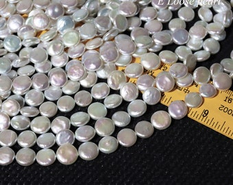 AAA++ Coin pearl 9.5-10.5mm Freshwater pearl natural colorful white colored light loose pearl necklace earrings Bridal design wedding PL4674