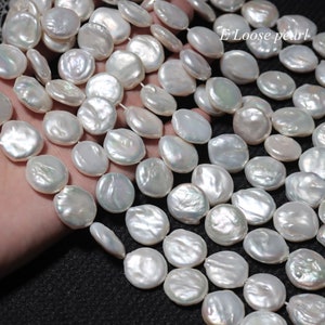 thick pearl Coin pearl 17-18mm Freshwater pearl Good Luster necklace loose pearl White Bridal design wedding PL4636