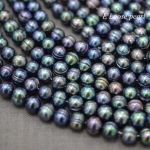 Potato pearl 8.5-9.0mm Freshwater pearl leather pearl Large hole pearl loose pearl round bead necklace peacock 40pcs Full Strand PL2257