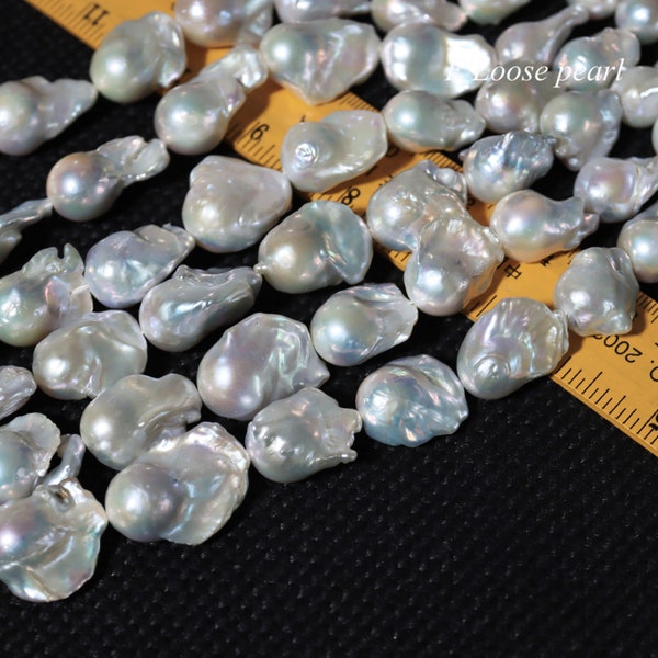 flameball pearl 14-17mm X 18-22mm Freshwater pearl Nucleated pearl water droplets earrings white loose pearl necklace PL4681
