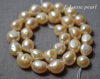 Freshwater pearl Baroque pearl 11.5-13.5mm leather pearl Large hole Pebble pearl Loose bead necklace peach 29pcs Full Strand  PL3138