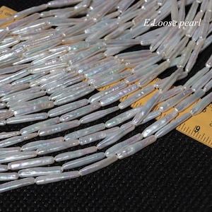 AAAA toothpick Pillar pearl 4.5-5mm X 24-25mm silver bar pearl Freshwater pearls Biwa pearl Strip loose pearl necklace beads Wedding PL4713
