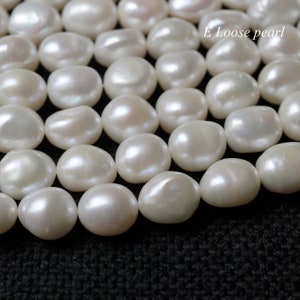 Freshwater pearl Baroque pearl 10.5-11mm Large hole pearl Pebble pearl Loose pearl necklace bead White 31pcs Full Strand PL3229