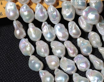 flameball pearl 14-16mm X  23-27mm Freshwater pearl Nucleated pearl water droplets earrings white loose pearl necklace PL4657