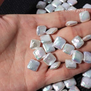 AAA square pearl 11-12mm Freshwater pearl necklace Pendant pearl earrings loose pearl beads No hole White PL7097