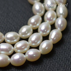 AAA Genuine Rice pearl 6-6.5mm X 7.0-8.0mm freshwater pearl Natural White loose pearl Teardrop Bridal design wedding Full Strand PL6204