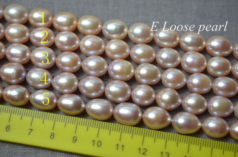 luster Rice pearl necklace Large hole pearl 9.5-10.5mm freshwater pearl leather pearl loose pearls Rice pearl earring pearl Pink PL6230