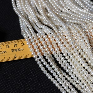 Round Potato pearl 5-5.2mm Freshwater pearl leather pearl Large hole loose pearl beads wholesale Natural White Full Strand PL2624