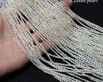 seeds prarl 2.3-2.5mm X 3.3-3.6mm Freshwater pearl good Luster Rice pearl necklace loose pearl Natural White Full Strand PL5074