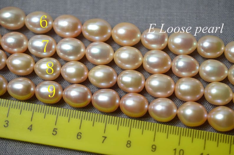 luster Rice pearl necklace Large hole pearl 9.5-10.5mm freshwater pearl leather pearl loose pearls Rice pearl earring pearl Pink PL6230