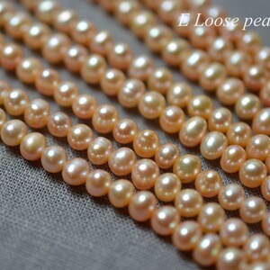 DIY Potato pearl 5.2-5.5mm Large hole pearl Freshwater Pearl loose pearl Potato pearl necklace earrings pearl pink Full Strand PL2290