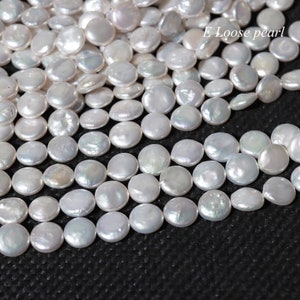 Coin pearl 11-11.5mm Freshwater pearl loose pearl necklace earrings natural white 32pcs Bridal design wedding Full Strand PL4569