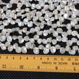 AAAAA cornflake pearl 8-9mm X 9-11mm Freshwater pearl wholesale Keshi pearl side drilled loose pearls Necklace White wedding PL4717