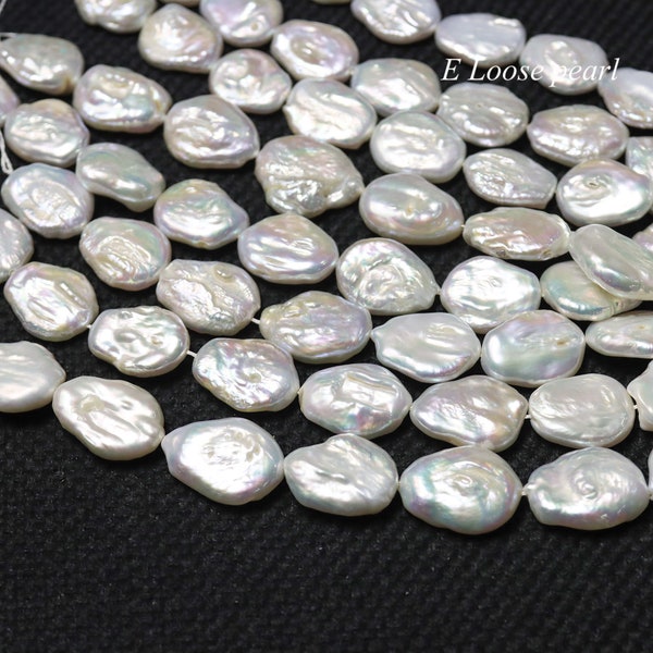 baroque Coin pearl 16.5-17.5mm Water drop coin pearl Freshwater pearl loose pearl beads necklace White PL4609