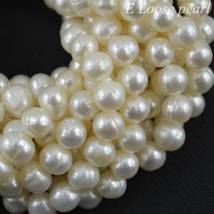 Potato pearl 6.5-7.5mm leather pearl Large hole Freshwater pearls Round pearl Loose pearls Potato pearl necklace White Full Strand PL2155
