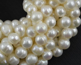 Potato pearl 6.5-7.5mm leather pearl Large hole Freshwater pearls Round pearl Loose pearls Potato pearl necklace White Full Strand PL2155