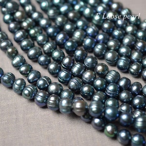 Freshwater pearl 8.5-9.5mm Potato pearl leather pearl Large hole wholesale loose pearl necklace beads Peacock Full Strand PL2511