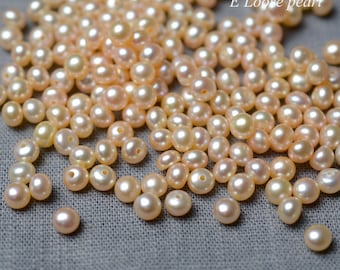 Perla de botón AAAA de brillo de 4,6-4,8 mm, perlas de agua dulce, pendientes de botón de pan, perlas de semilla de medio agujero, perlas de botón de oreja, perlas sueltas al por mayor